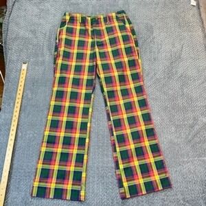 Teddy Fresh Rainbow Plaid Trousers Mens 30 Multi Color Check Straight Leg Pants